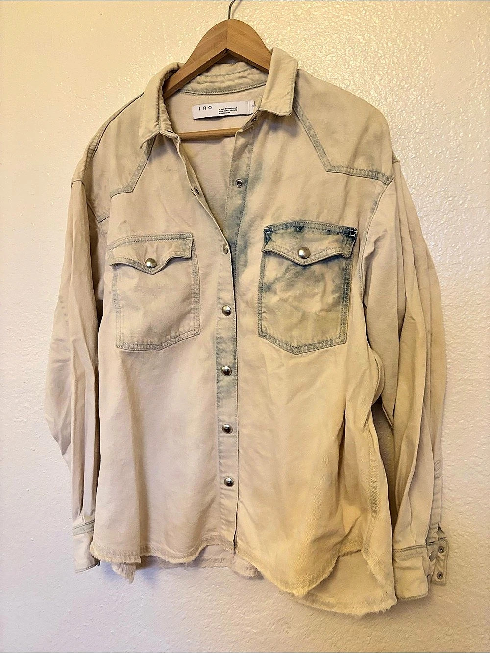 IRO Oliere Denim Shirt Beige Size 38